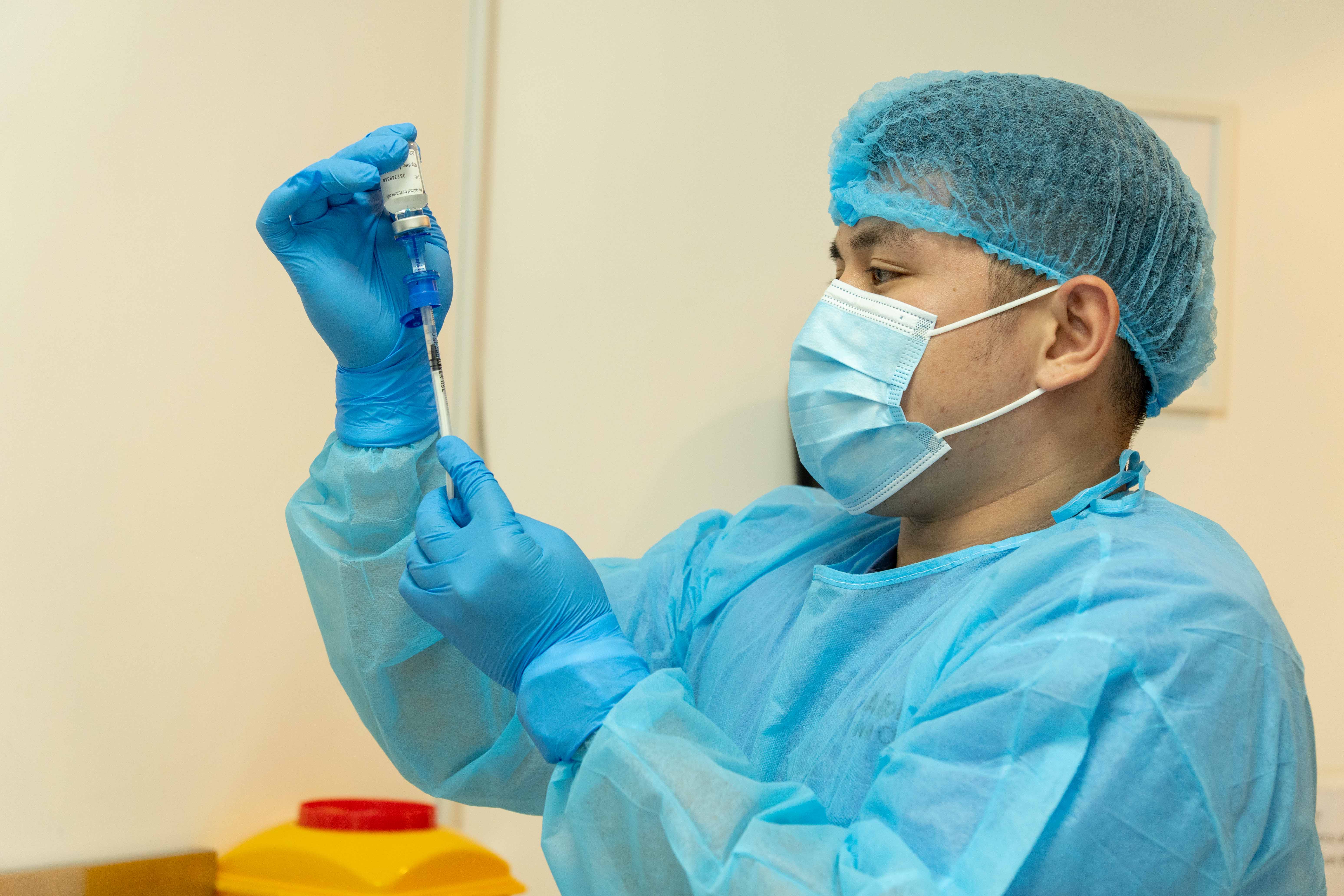 Veterinarian with a pet